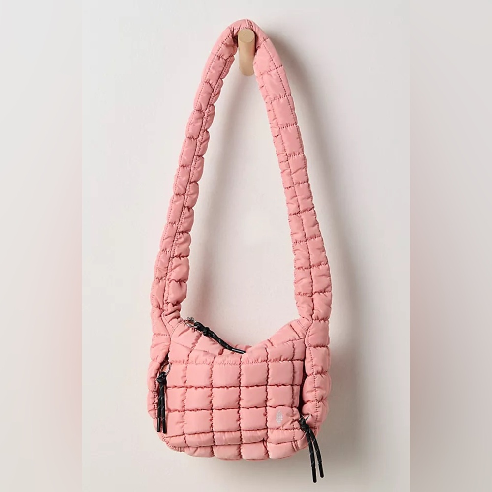 FP Movement by Free People Small Quilted Puffer Shoulder Bag in Blush Pink